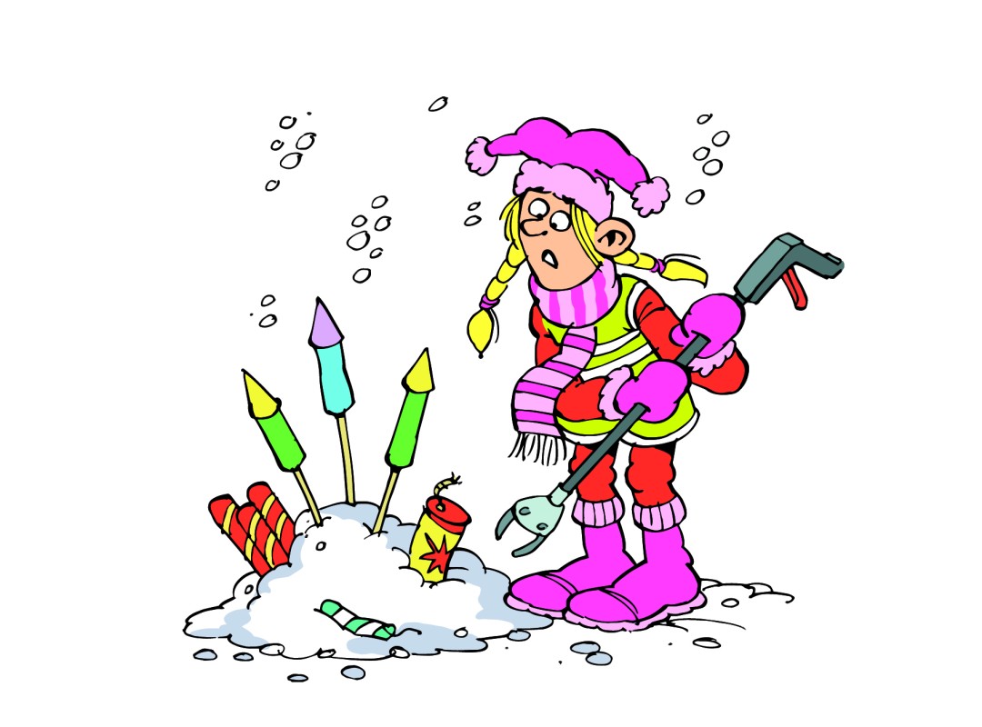 Illustratie van vuurwerk opruimende MikMakker