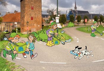 Illustraties van MikMakkers op de dijk in Megen